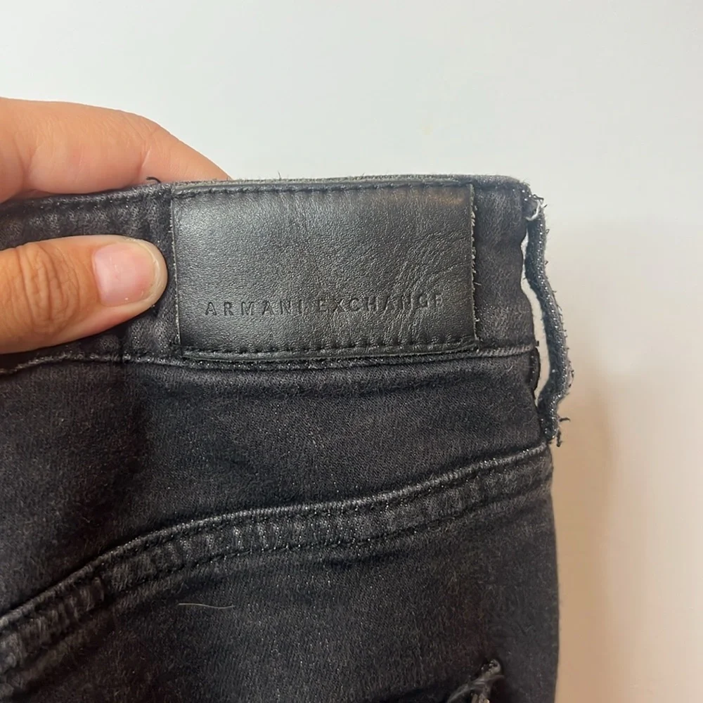 Armani Exchange Classic Black Denim High Rise Skinny Jeans‎ Grunge Biker Punk 30